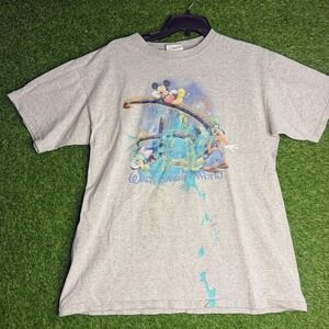 Vintage Walt Disney World T-Shirt L Mickey Goofy Minnie Pluto Grunge Y2K